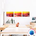 Sunset Sailing framed 3-teilig